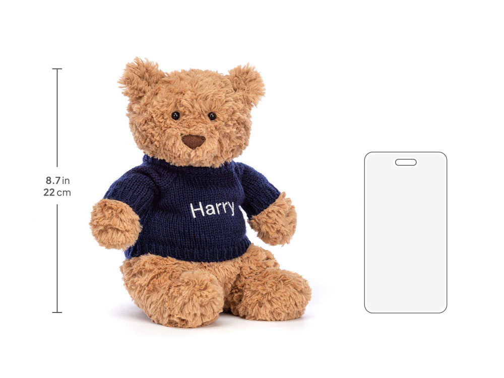 Bartholomew Bear with Personalized Navy Jumper