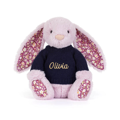 Thistlepop Blossom Luxe Bunny with Personalized Navy Jumper