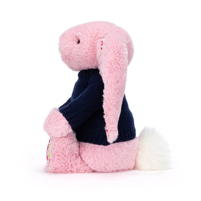 Blushkin Blossom Luxe Bunny with Personalized Navy Jumper