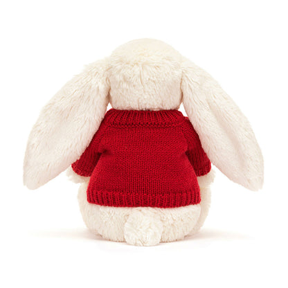 Bashful Cream Bunny with Personalized Red Jumper